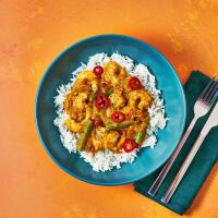 Spicy Jumbo King Prawn Madras Curry With Cardamom Rice