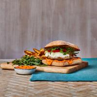 Sausage & Mozzarella Pesto Burger With Chips