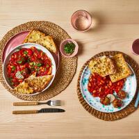 Spanish-Style Pork Meatballs With Tomato & Bean Stew