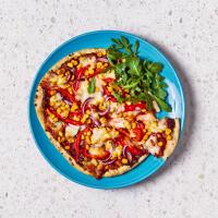 BBQ Veggie Loaded Pizza With Salad