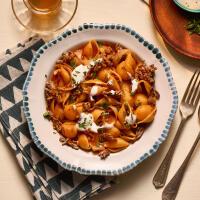 One Pot Turkish-Style Lamb Manti Pasta