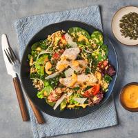 Golden Chicken Grain Bowl With Sun-Dried Tomato Dressing