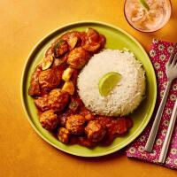 Coconut Chicken Meatballs & Courgette Curry With Rice