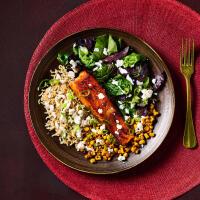 Blackened Salmon Bowl With Charred Chilli Corn And Feta