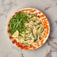 Creamy Lemon & Asparagus Sauce W. Fresh Tagliatelle & A Chicken Breast