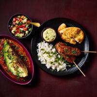 Masala Hispi Cabbage, Meat-Free Seekh Kebabs With Brown Rice & Naan